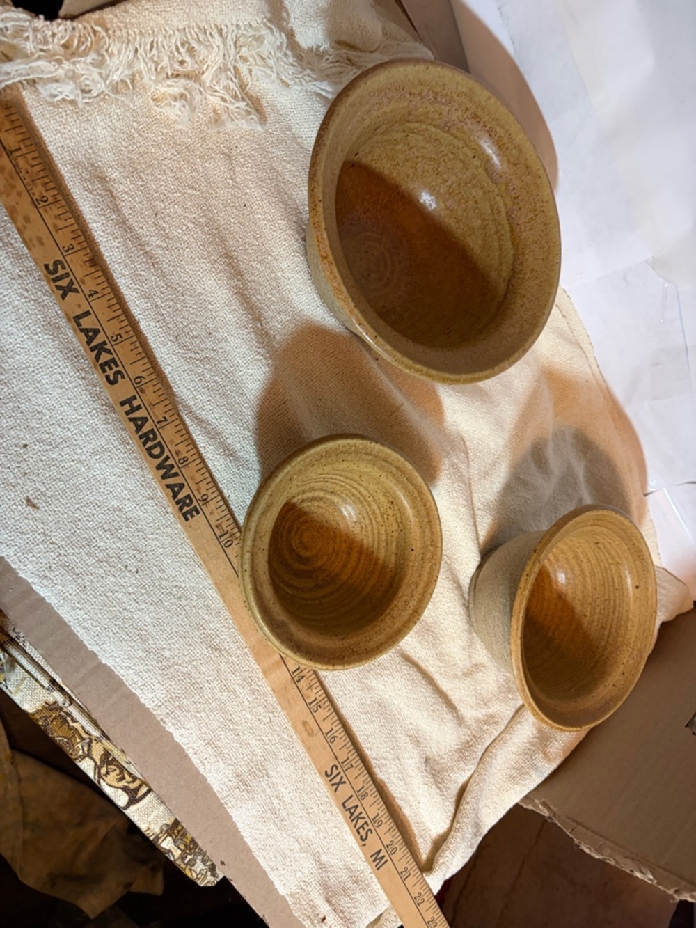 Rare, pristine 3-piece nesting set by studio potter WN Webster Goodwin